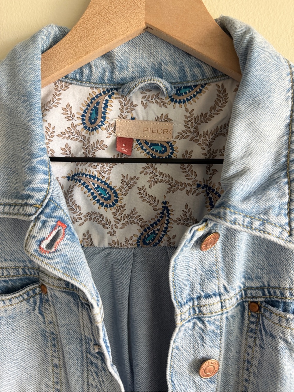 Anthropologie Pilcro Drapey Denim Shirt Jacket Small Light Wash Oversized - Picture 5 of 16